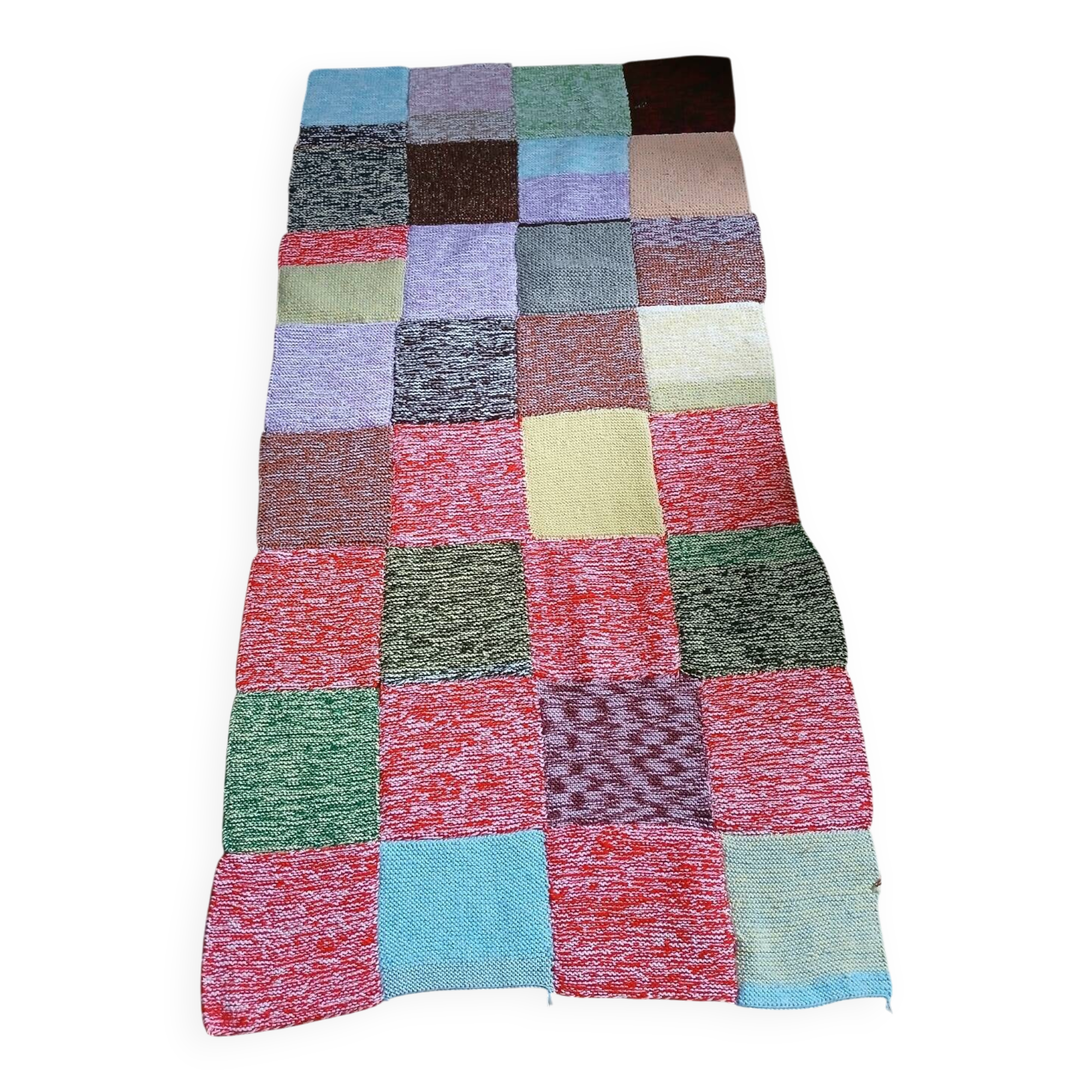 Plaid patchwork hand-knitted
