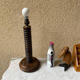 Vintage turned wooden lamp from the 1960s in the style of Charles Dudouyt.