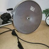 Mushroom lamp, chrome metal saucer, Aluminor, France, 1970