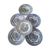 6 assiettes bleues made in england