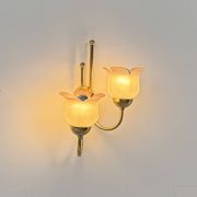 Vintage wall light, brass and frosted pink moulded glass, France, 1980.