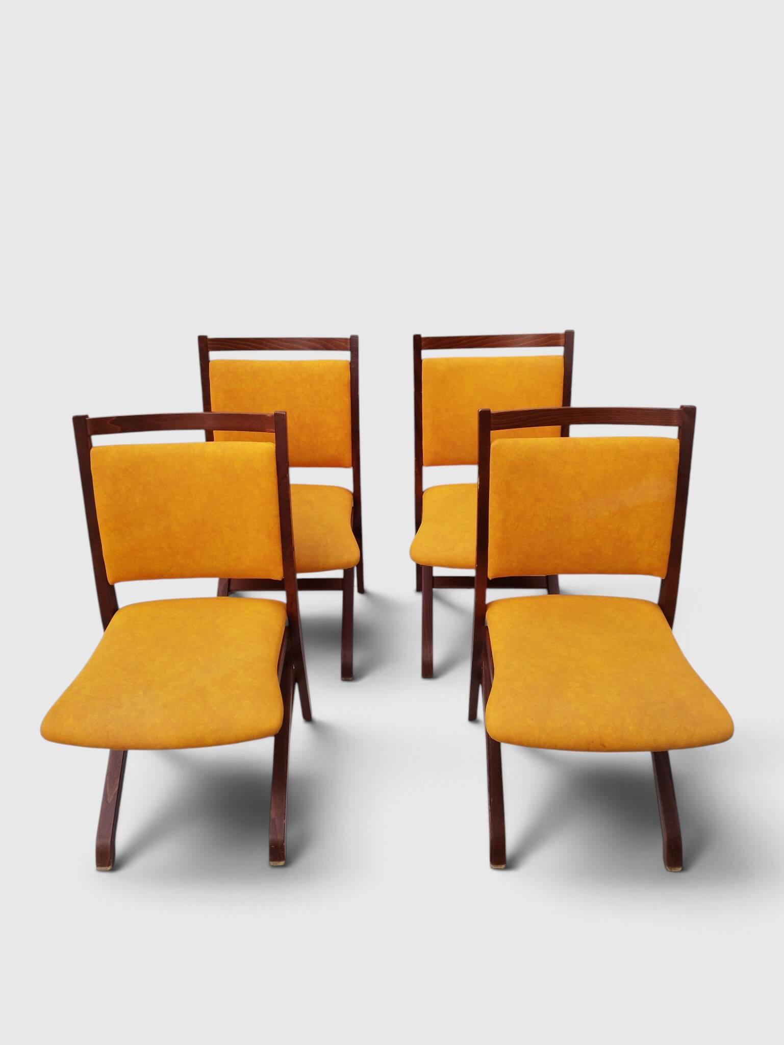 Set of 4 vintage saffron Scandinavian chairs