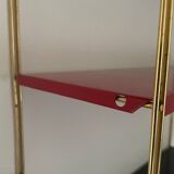 Modular vintage wall shelf, black and red metal circa 1960s