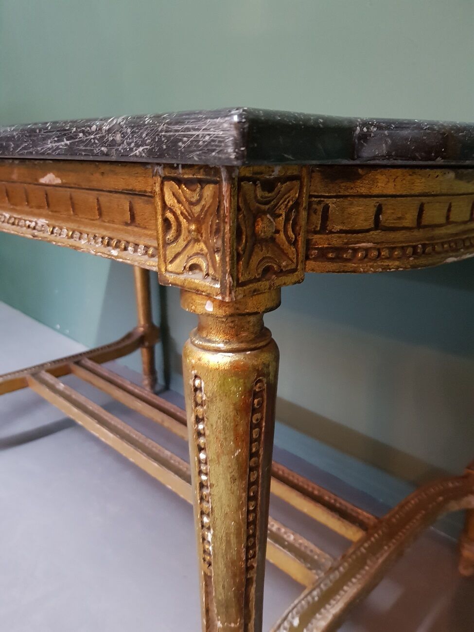 19th Century French Louis XVI style coffee table with marble top