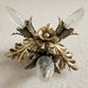 Vintage Florentine floral hand-forged silver-plated 3-light flush mount from Banci Firenze, Italy, Florence 1960s, set of 5