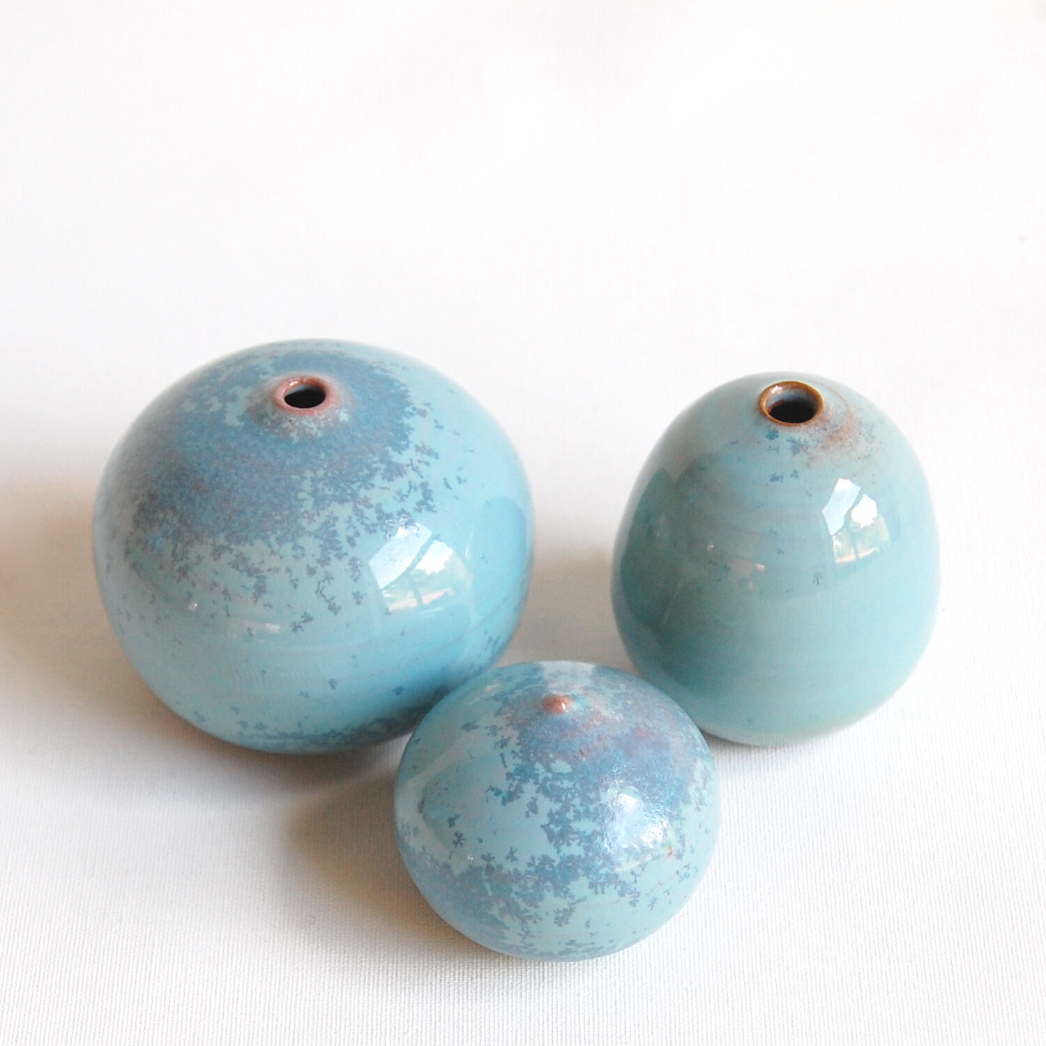 Water green miniature ceramic trio - sky blue Antonio Lampecco