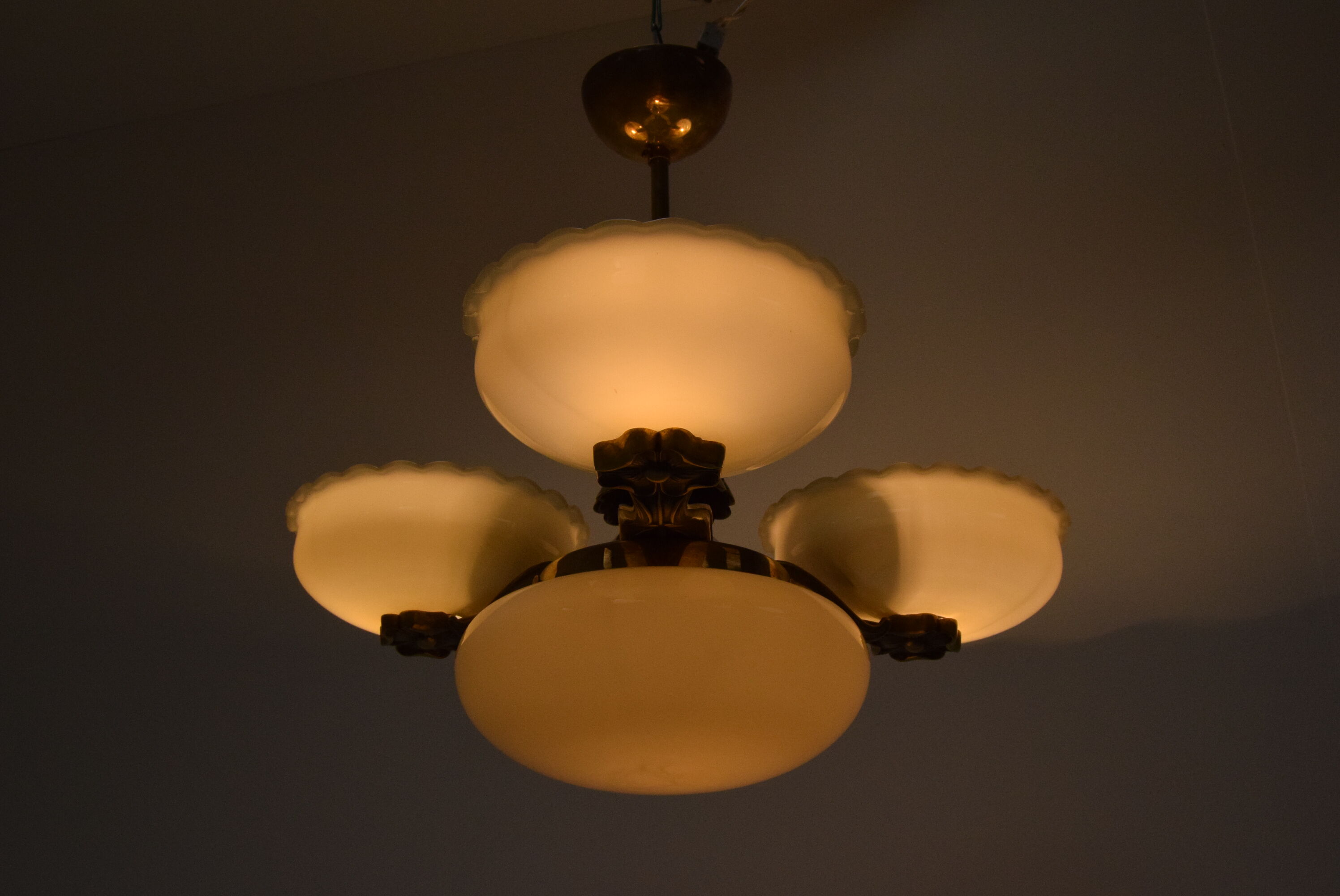 Art deco rare Brass Chandelier,1930's.