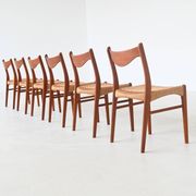 Arne Wahl Iversen set of six dining chairs in teak Glyngore Denmark 1960