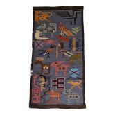 Tapisserie murale péruvienne tissée main, motifs zoomorphes, 120 x 60 cm