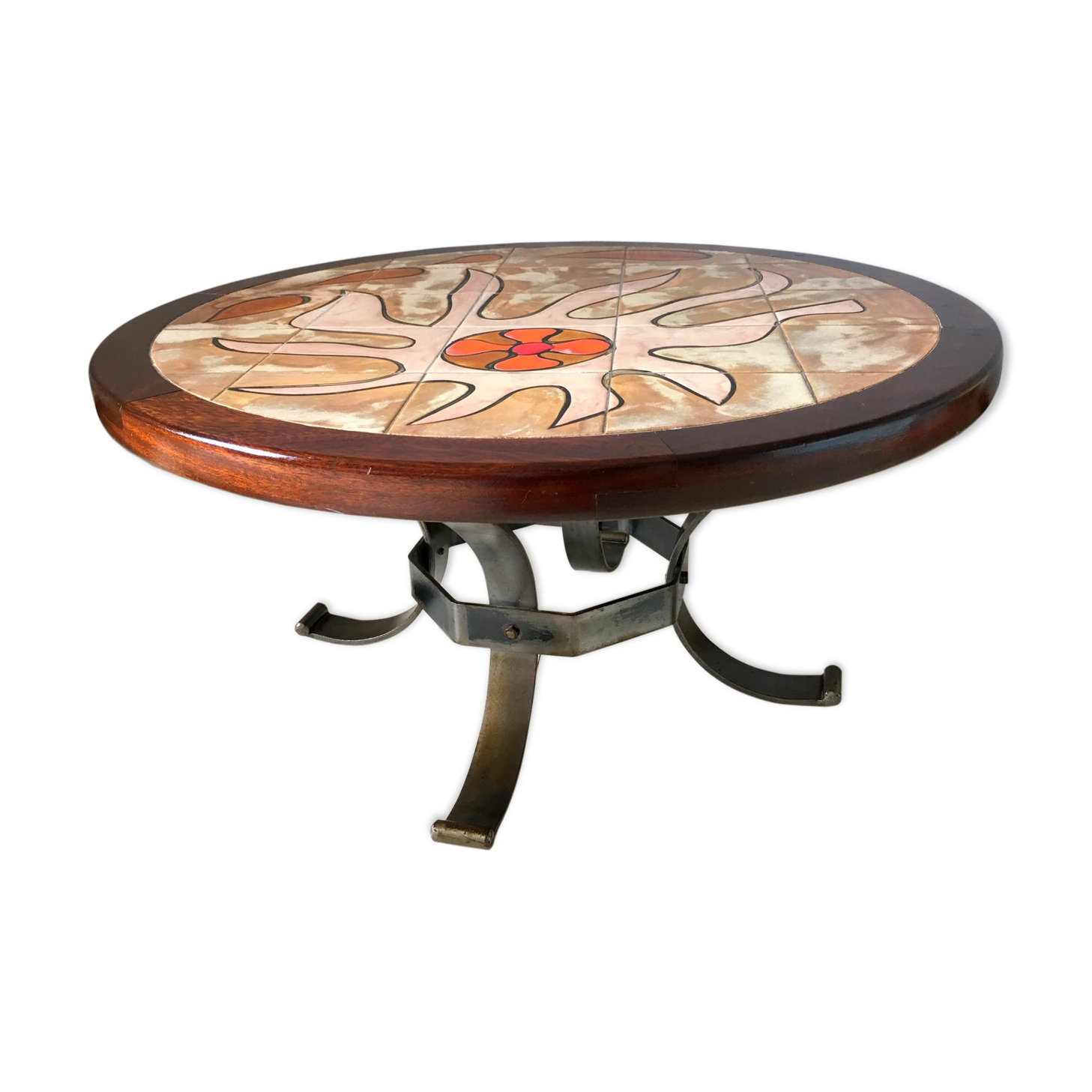 Table basse en céramique Vallauris vintage années 60