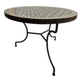 Table ronde en Zellige bleu