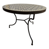 Round table in blue Zellige