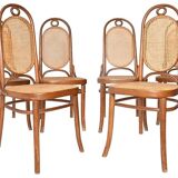 Set of 6 Thonet style chairs model number 17 "Long John"