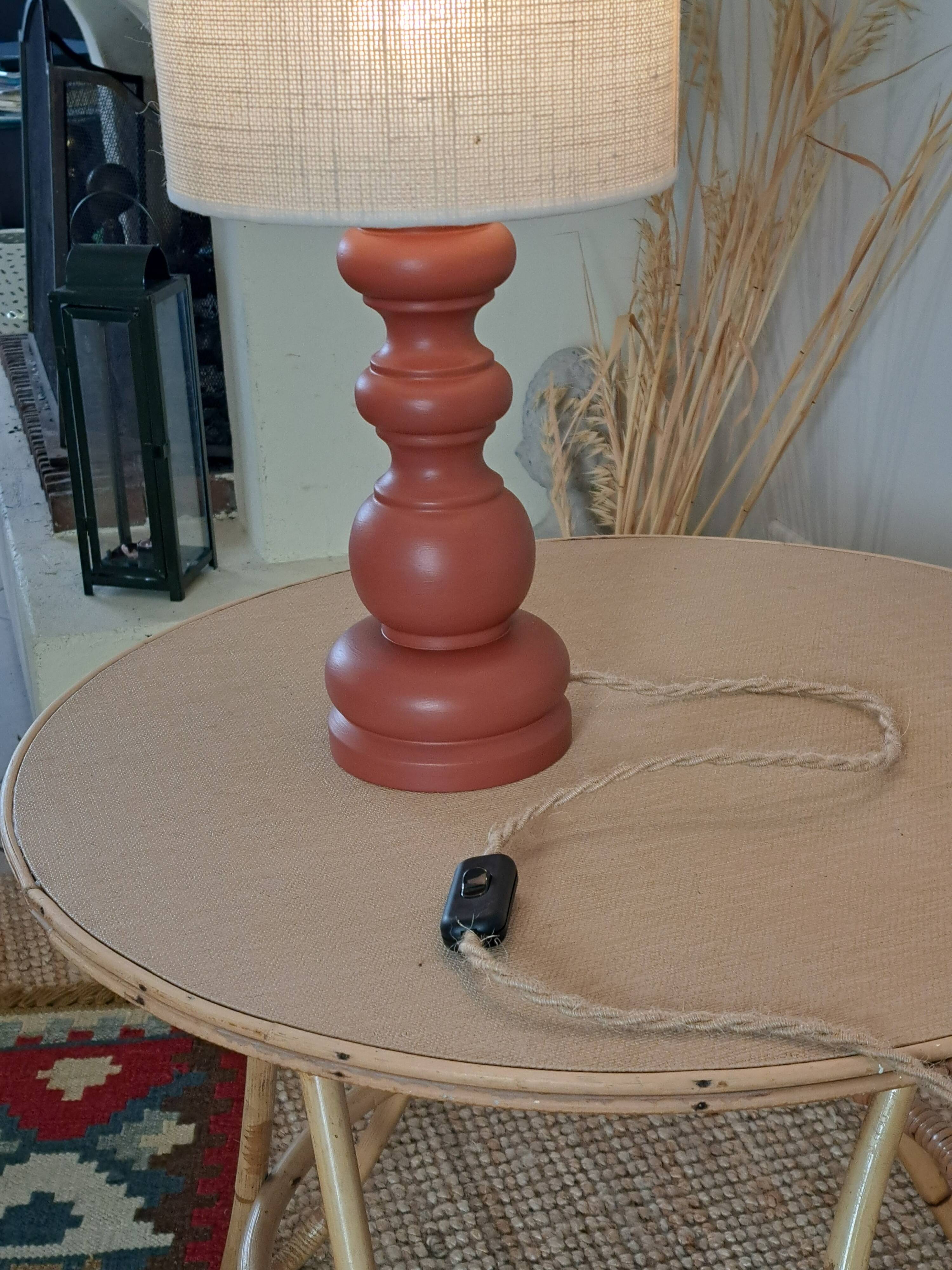 Vintage terracotta wooden lamp