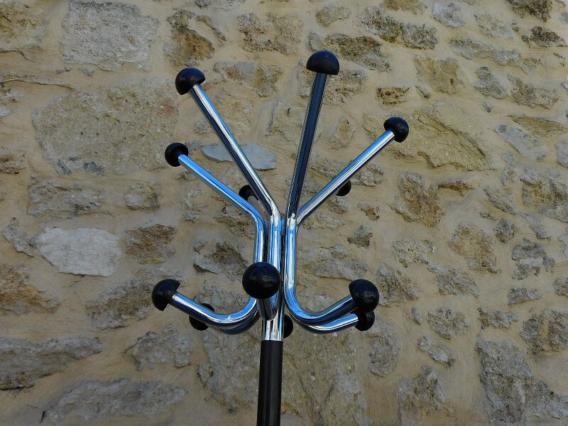 Standing coat rack in metal chrome 1950