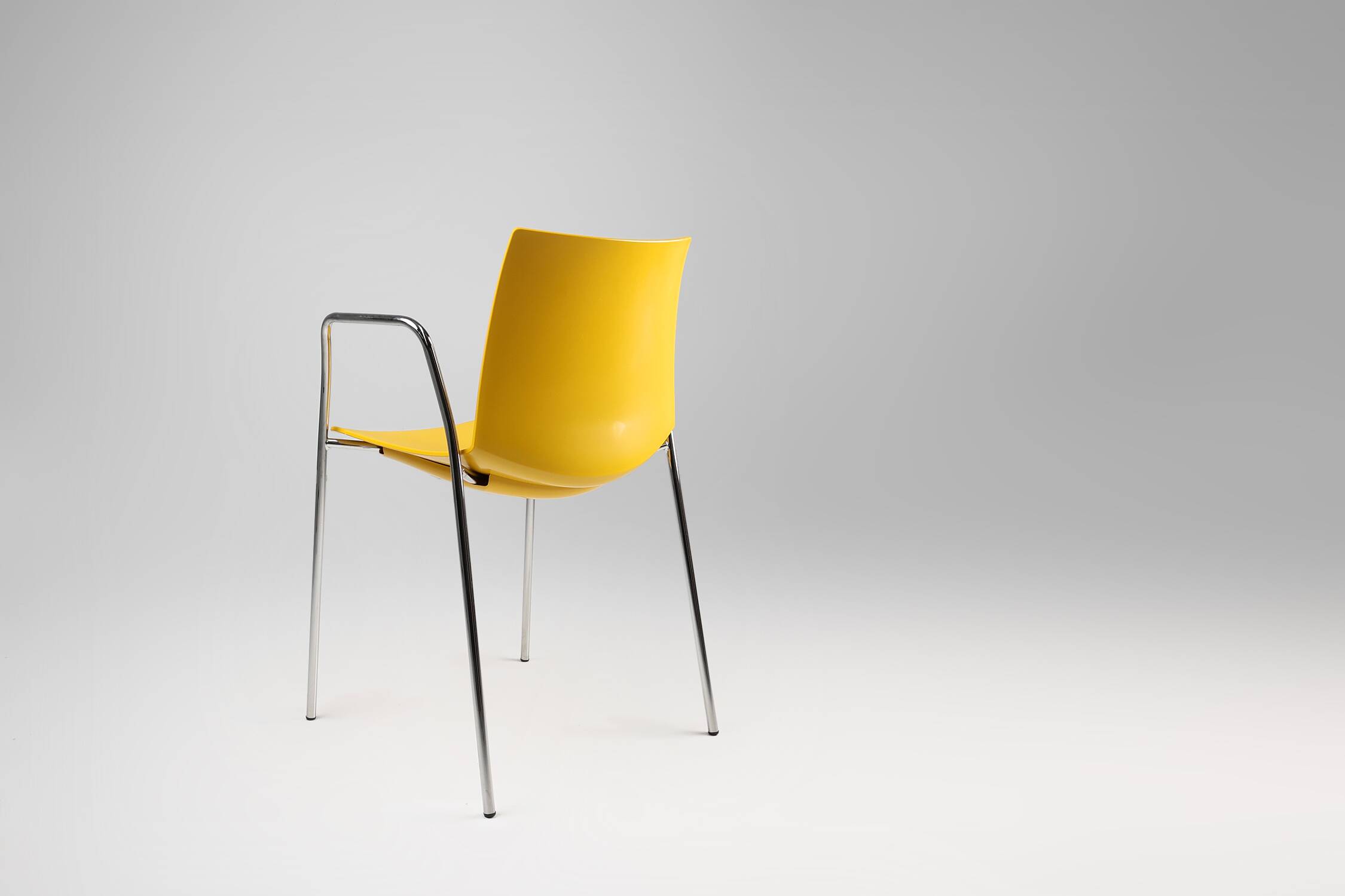 Mid-Century yellow Chair with Metal Frame and Plastic Seat, Belgium
