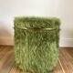Pouf chest moumoute green and gold vintage years 60-70