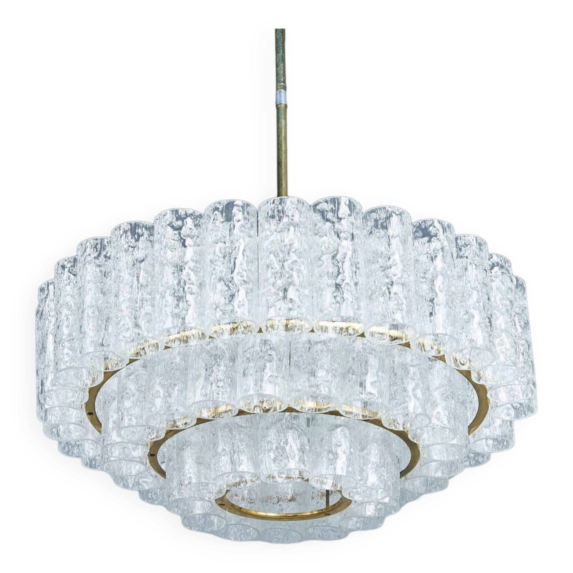 Glass and Brass Chandelier from Doria Leuchten, 1960s