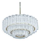 Glass and Brass Chandelier from Doria Leuchten, 1960s