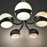 Stilnovo chrome chandelier with glass spheres, Italy, 1960s