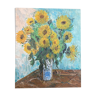 Oil painting - Bouquet of Sunflowers -Coated cardboard