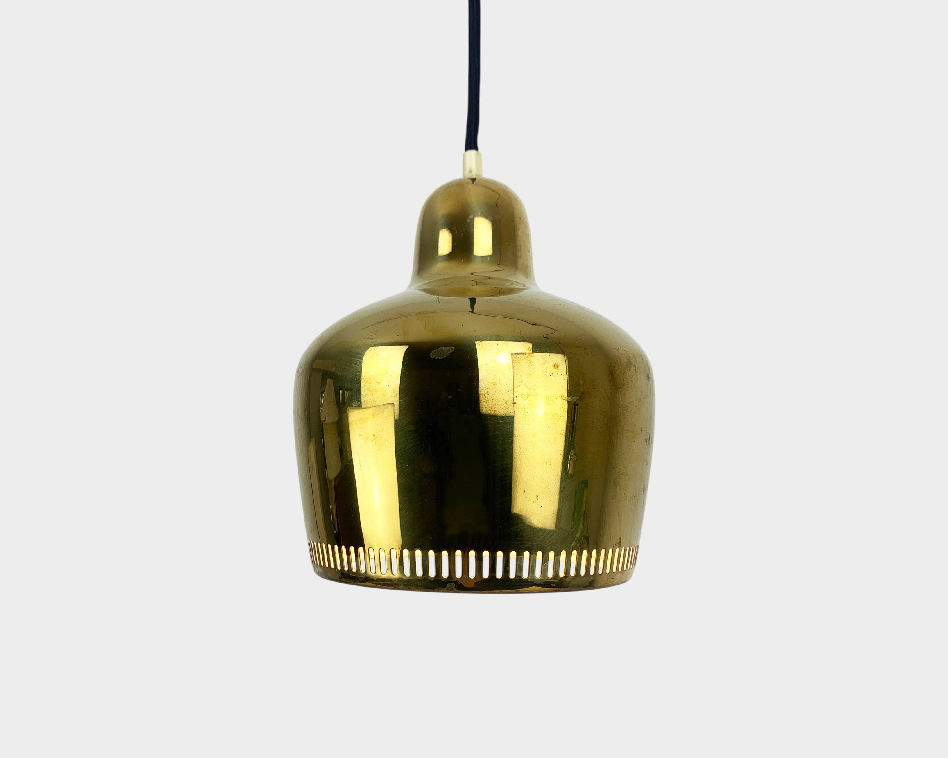 Golden Bell brass pendant light Alvar Aalto Louis Poulsen, Denmark 1950s