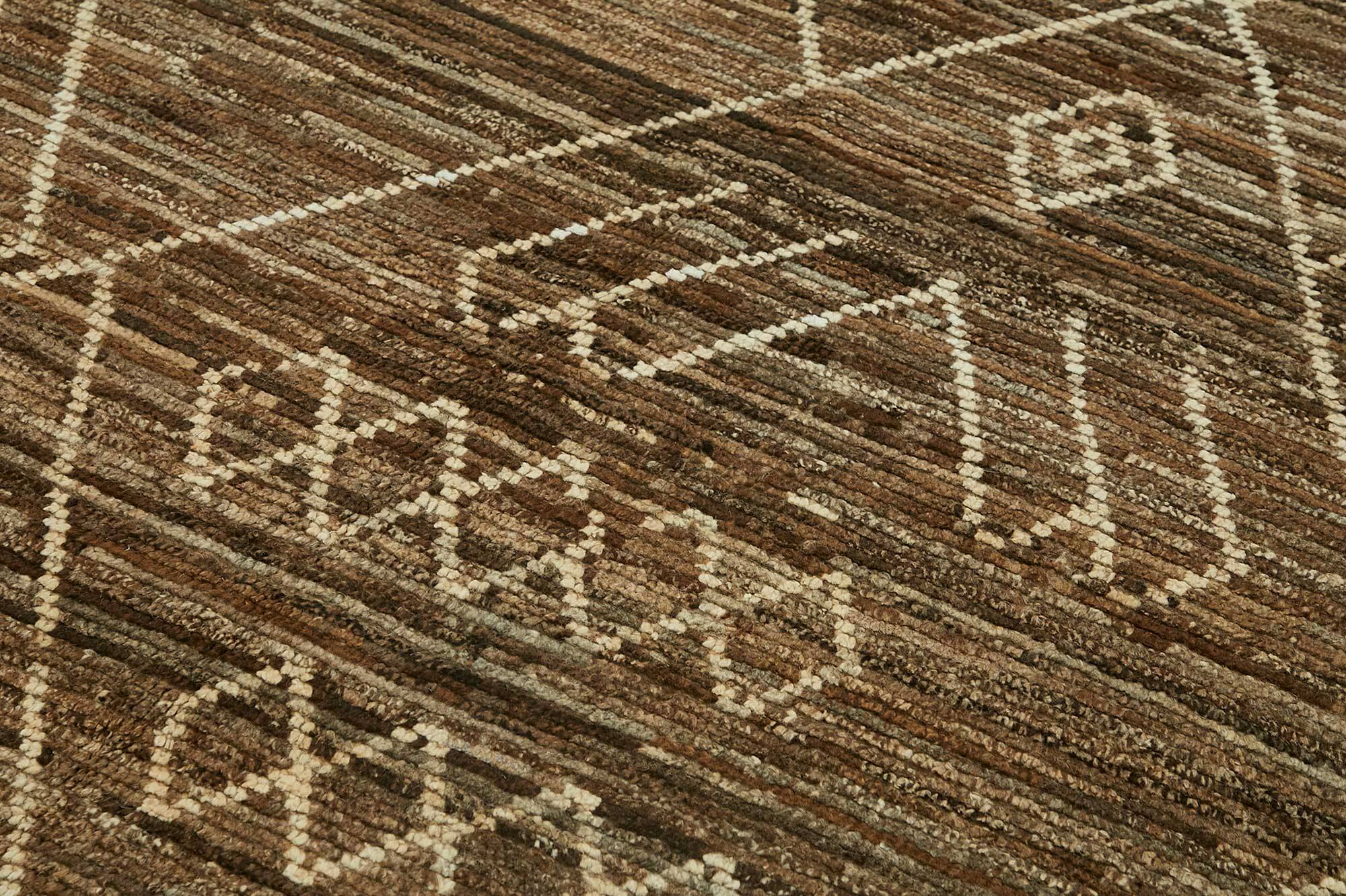 Handmade Tribal Decorative 207 cm x 293 cm Brown Wool Carpet