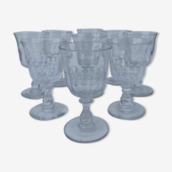 9 baccarat crystal aperitif glasses, circa 1900