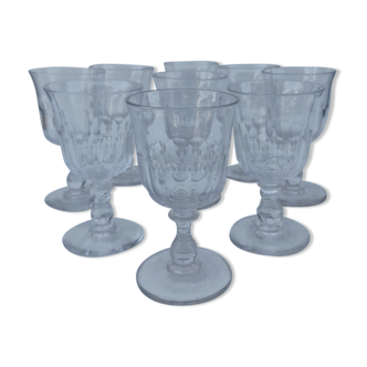 9 verres à apéritif en cristal de baccarat, vers 1900