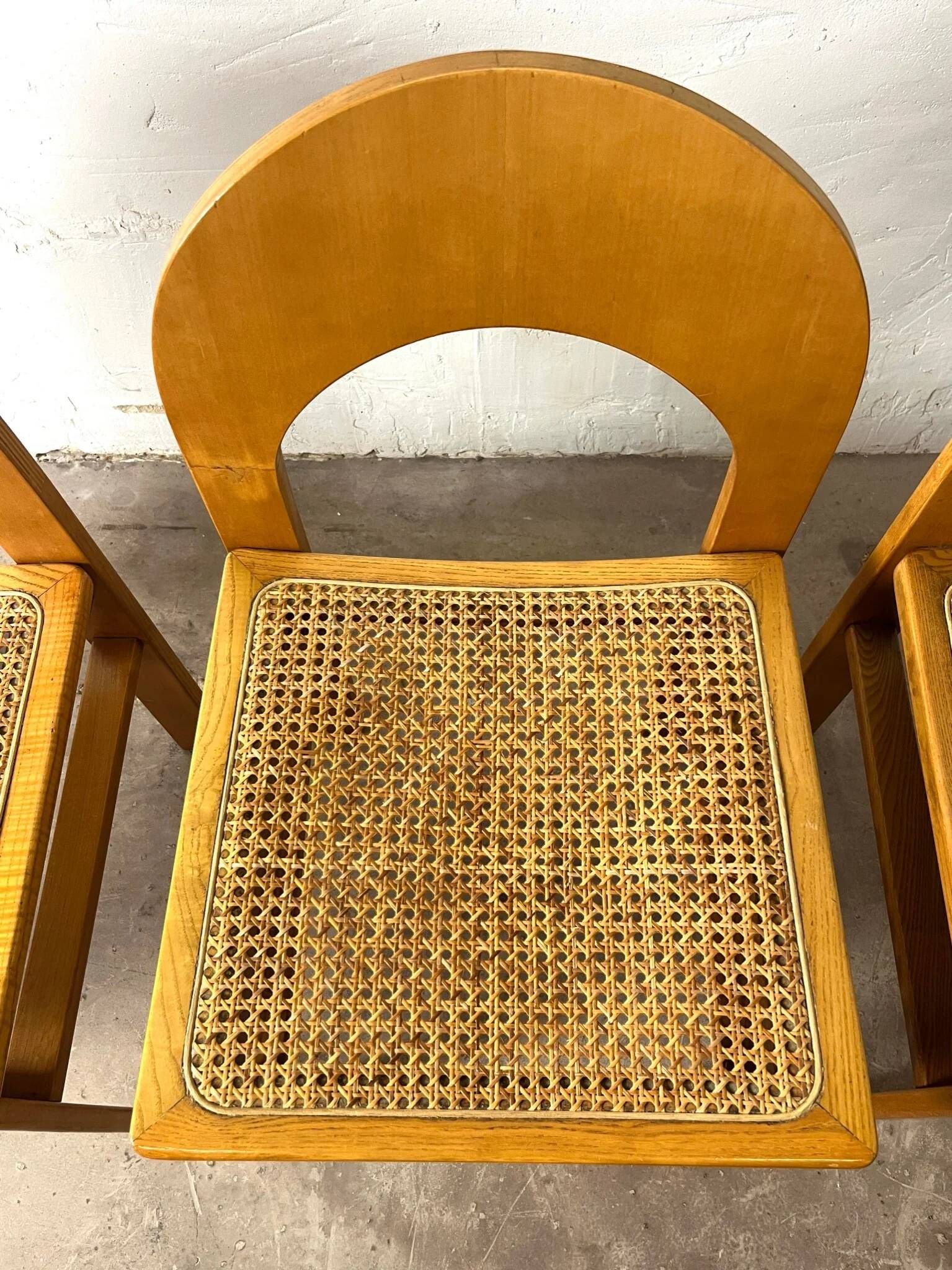 Set of 4 caned chairs Arcadia by Tagliabue di Cascina Armata, 1970-80.