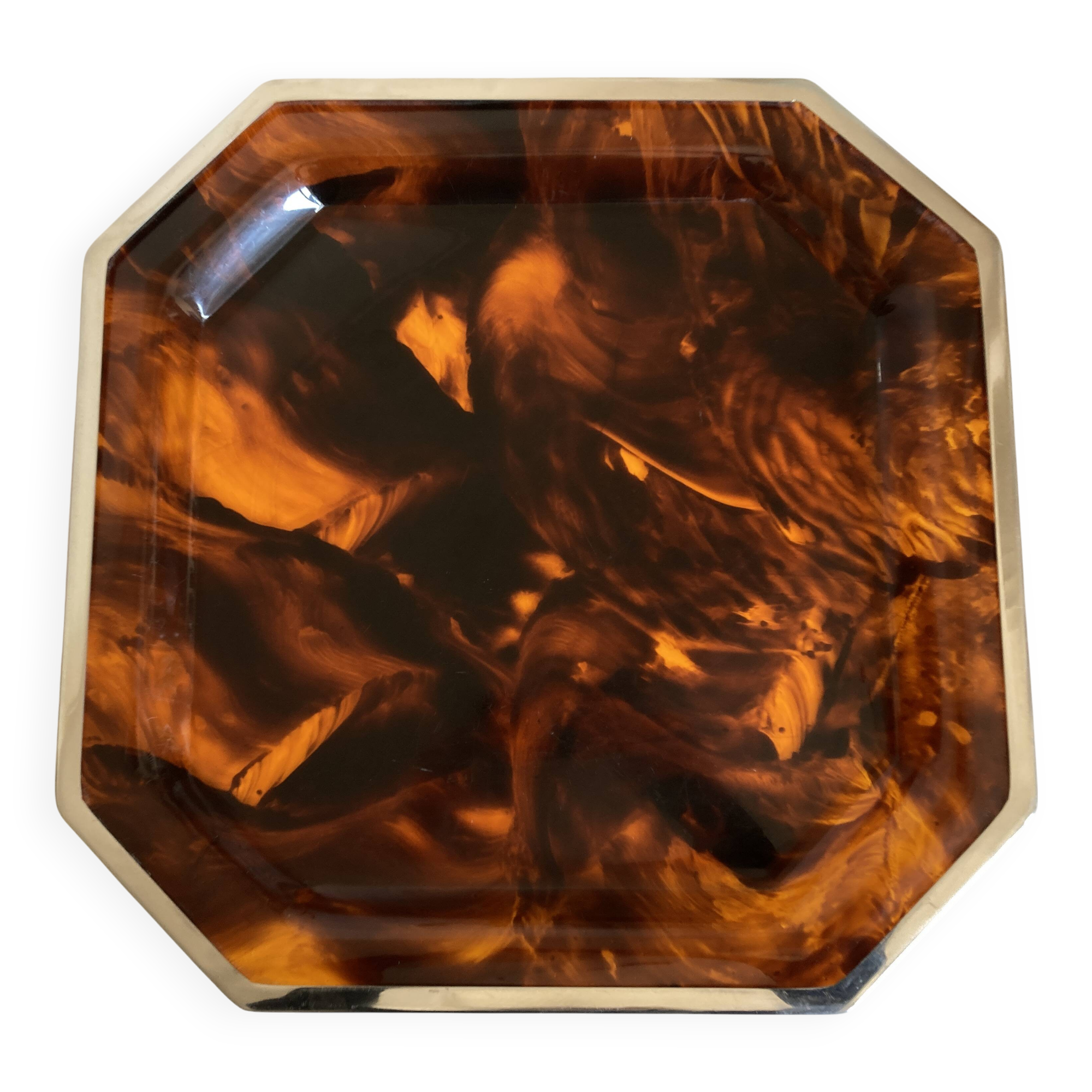 XXL neo-classical tortoiseshell lucite tray 1970