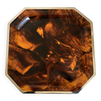 XXL neo-classical tortoiseshell lucite tray 1970