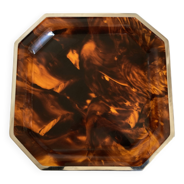 XXL neo-classical tortoiseshell lucite tray 1970