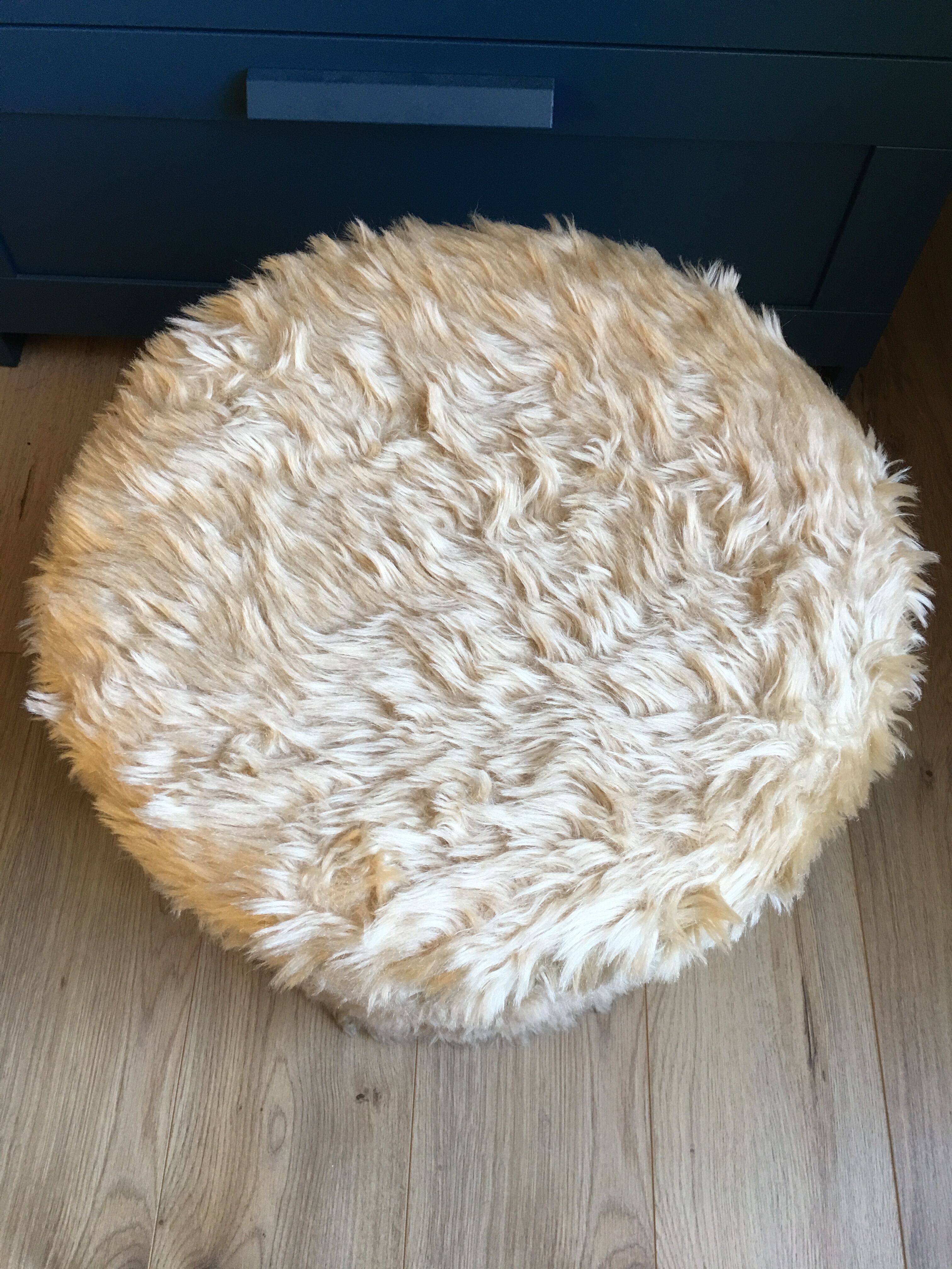 Stool Ottoman fur synthetic box storage vintage year 70