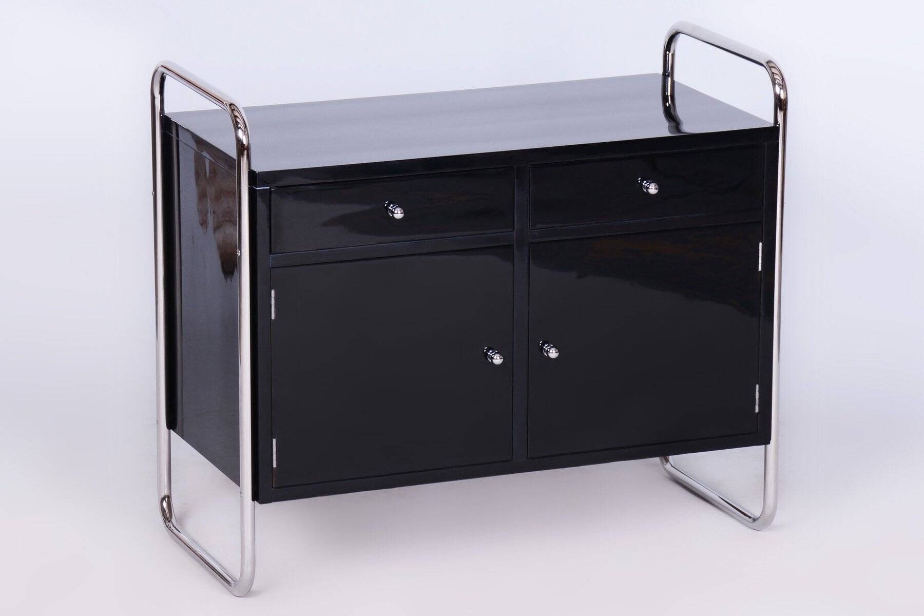 Bauhaus Cabinet in Chrome-Plated Steel by R. Slezák, Czech, 1930s