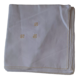 Square linen tablecloth, yellow embroidery by hand