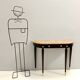 Ebonized Beech Console with a Demilune Macchiavecchia Marble Top attr. to Paolo Buffa
