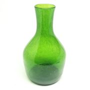 Bottle vase, mid-century modern, green antico glass, designed by Z. Horbowy, Poland, 1970s