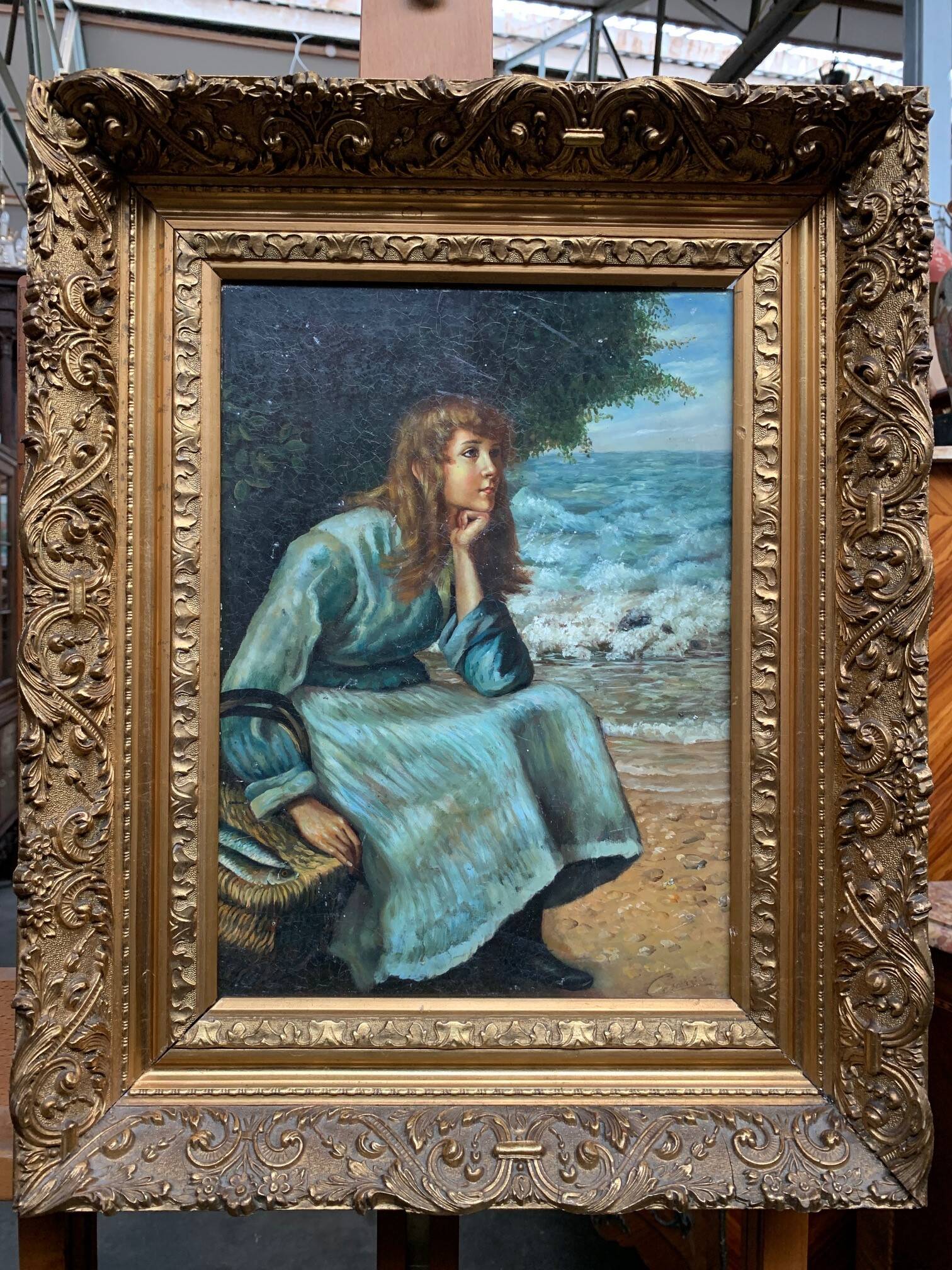 Tableau "Fille au bord de la mer".