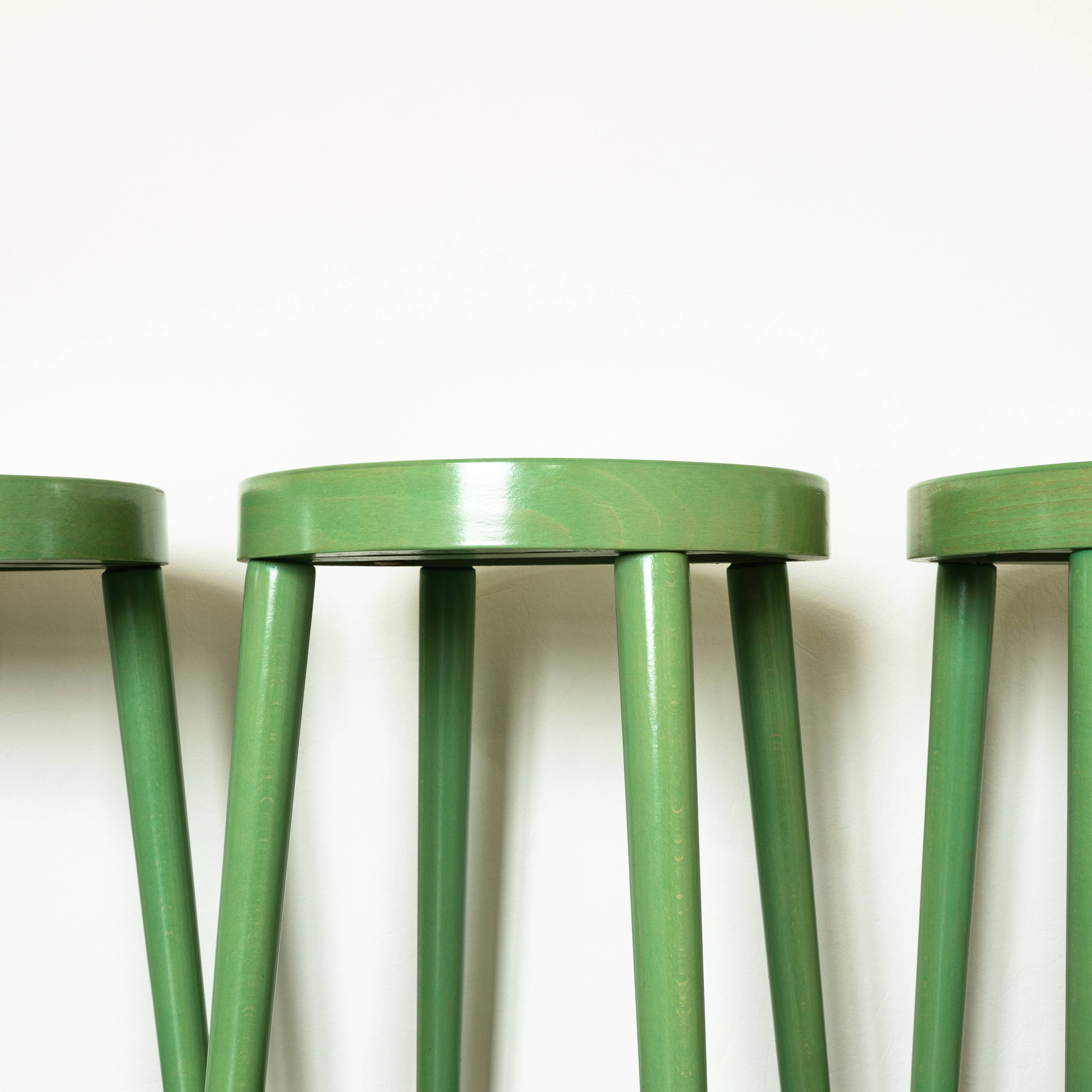 Set of 4 green Baumann stools