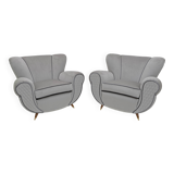 Attributed Guglielmo Ulrich Art Deco Italian Velvet Armchairs, 1940s, Pair