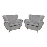 Paire de fauteuils Art déco en velours italien, attribués à Guglielmo Ulrich, années 1940