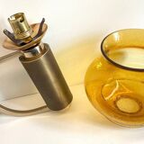 Vintage bubble glass brass applique