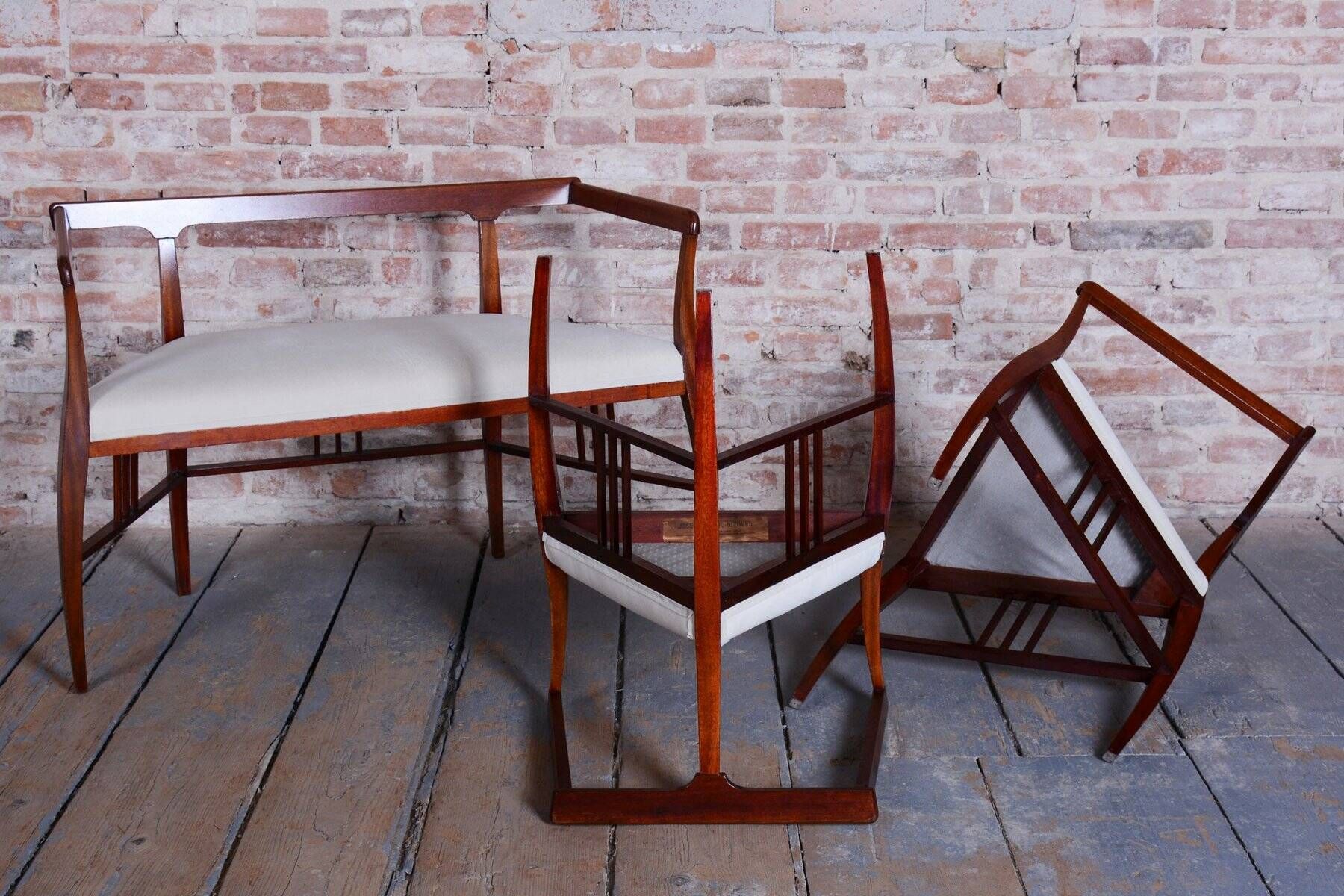 Czech Art Deco Dining Table and Chairs by J. Kotěra for Josef Motka - Litovel, 1900s, Set of 4