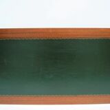 Mahogany coffee table, green leather, bronze Empire style