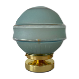 Vintage globe table lamp in blue frosted glass