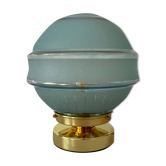 Vintage globe table lamp in blue frosted glass