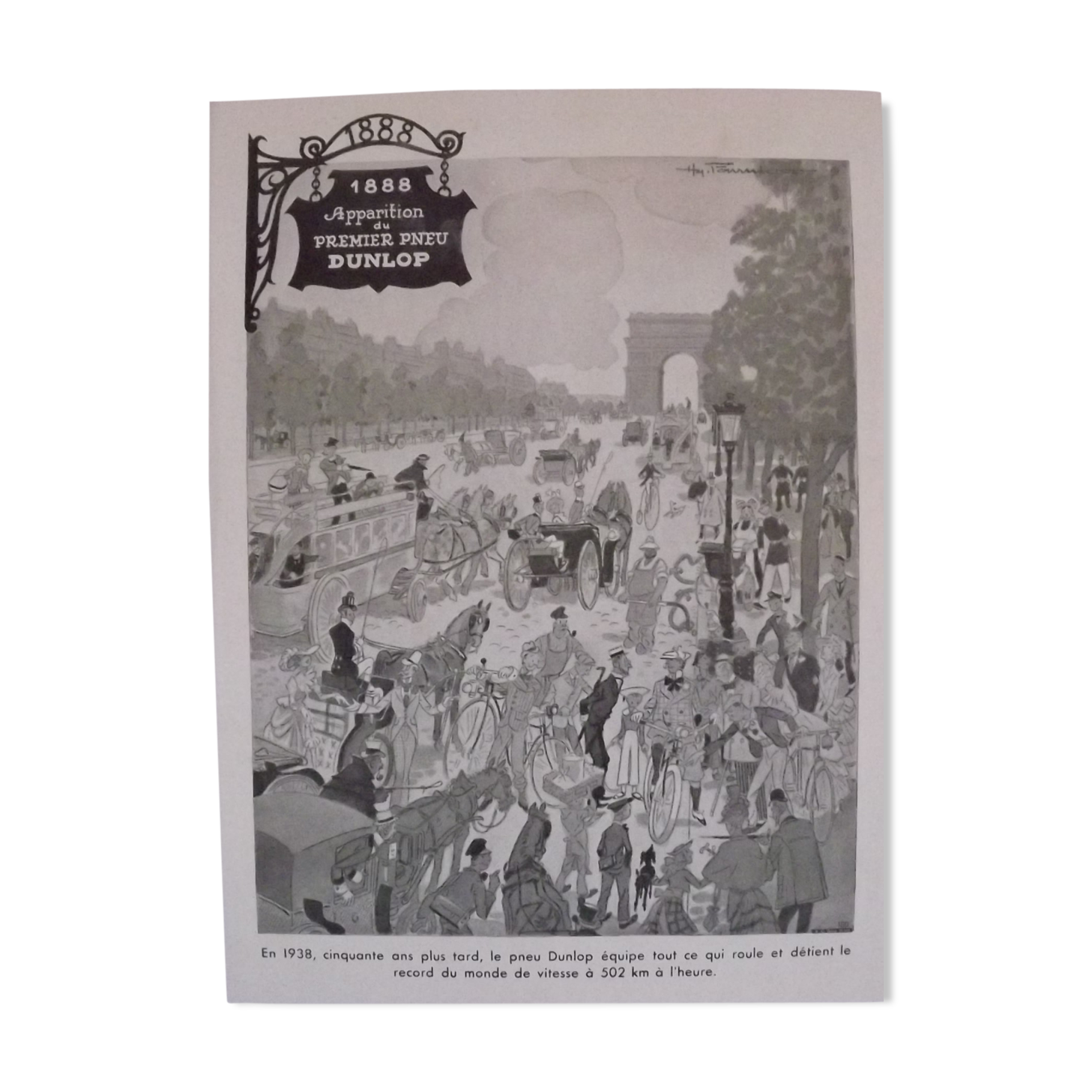 Affiche pub Dunlop 1938 par Fournier