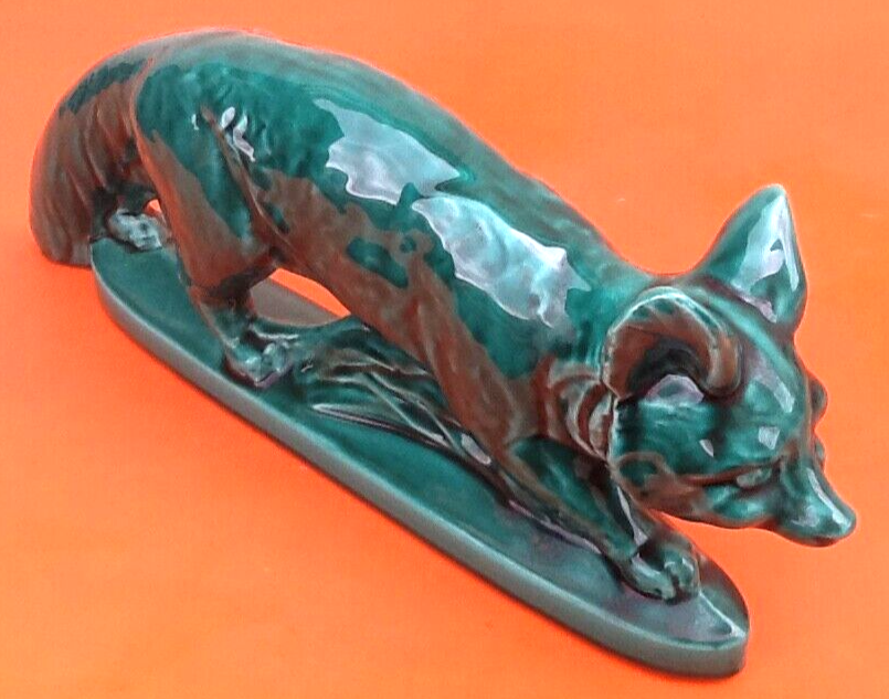 Art deco zoomorphic sculpture glazed ceramics n° 928 fox