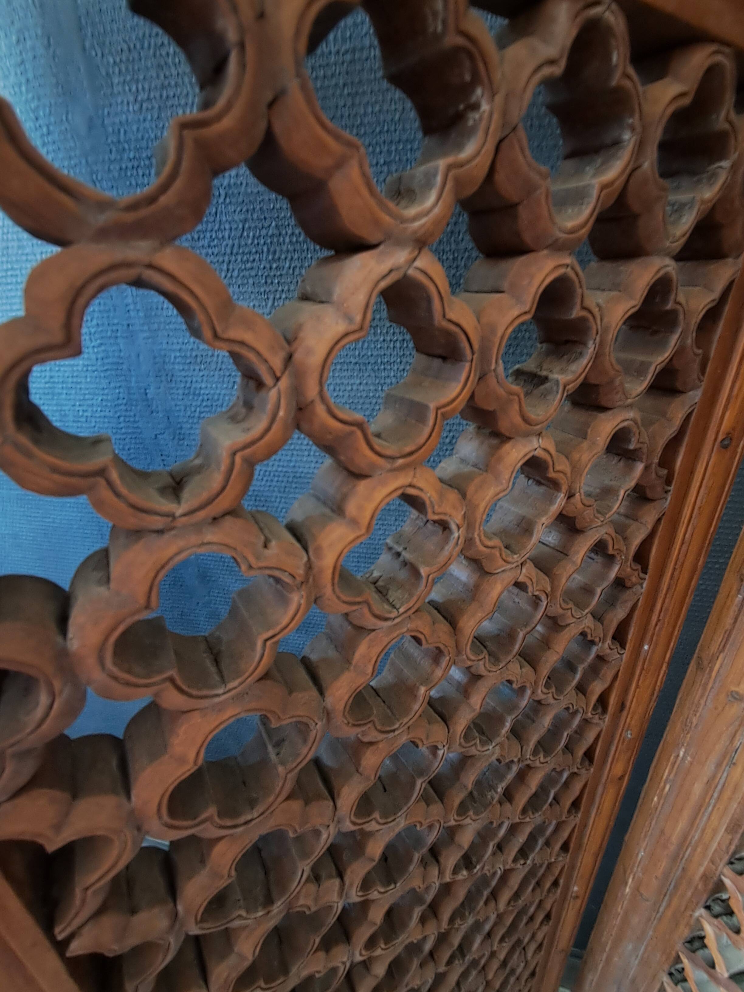 Antique Chinese Four-Panel Carved Wooden Screen